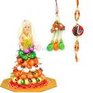 Pearl Beads Bhaiya Bhabhi Rakhi with Chocolate Doll