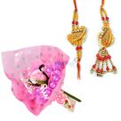 Sandalwood Bhiaya Bhabhi Rakhi with Chocolate Bouquet