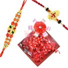 Diamond Golden 2 Rakhi Set with Chocolate Gift