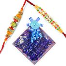 Beautiful Swastik Diamond 2 Rakhis with Chocolate
