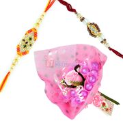 Beautiful 2 Rakhi Set with Chocolate Bouquet