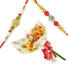 Golden Diamond 2 Rakhi Set with Chocolate Bouquet