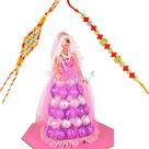 Diamond Beads 2 Rakhi Set with Chocolate Doll