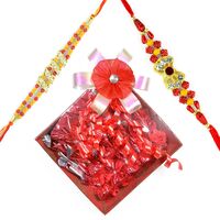 Liner Beads 2 Rakhis with Chocolate Gift for Brother