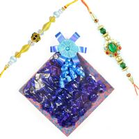Amazing Diamond Golden Rakhis with Chocolate