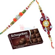 Beautiful Diamond Ring with Floral Rakhi and Chocolate