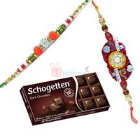 Beautiful Diamond Ring with Floral Rakhi and Chocolate