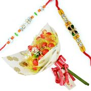 Meena Diamond Rakhis with Chocolate Bouquet