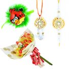 Floral Pair and Kids Rakhi with Chocolate Bouquet