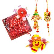 Fancy Pair Rakhi and Kids Rakhi with Chocolate Gift