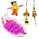 Beads Pair Rakhi with Chhota Bheem and Chocolate Boat