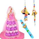 Eye Catching Chocolate Barbie Doll with 3 Rakhis