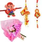 Beautiful 3 Rakhi Set with Chocolate Bouquet