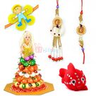 Glorious Pair with 2 Kids Rakhi and Chocolate Doll