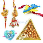 Beautiful Rakhis with Tri Chocolate Rakhi Gift