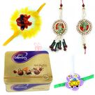 Beautiful Rakhis with Rich Dry Fruit Chocolate Box