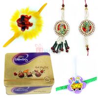 Beautiful Rakhis with Rich Dry Fruit Chocolate Box