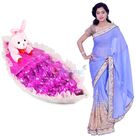 Beautiful Chiffon Georgette Saree with Chocolate Boat