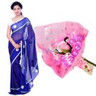 Gota Patti Saree with Cherry Chocolate Bouquet Gift