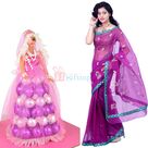 Supernet Saree with Barbie Doll Chocolate