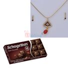Diamond Locket Chain Earing with Dark Chocolate