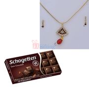 Diamond Locket Chain Earing with Dark Chocolate