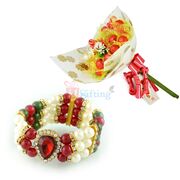 Amazing Pearl Diamond Bracelet with Chocolate Bouquet Gift