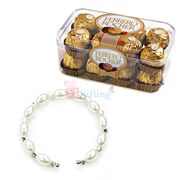 Oval Pearl Diamond Bracelet with Ferrero Rocher 16 Chocolate