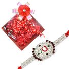 EK Omkar Stone Rakhi and Red Square Homemade Chocolate Box