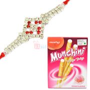 Diamond Swastik Rakhi and Munchini Wafer Thigs Set
