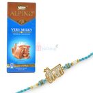 Designer AD Work Bhaiya Rakhi with ALPINO Very Milky Box