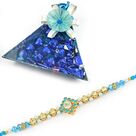 Triangle Shape T-10 Chocolate Box with Pearl Diamond Rakhi