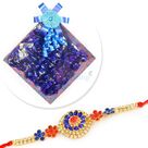 Squre Blue Chocolate Homemade Box with Awesome Diamond Rakhi