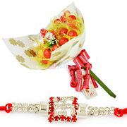 Homemade Chocolate Bouquet with Diamond Swastik Rakhi