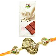 Milky Luxury Choco Swiss Chocolate and Antique Swastik Rakhi