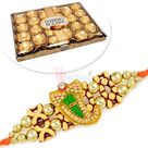 Sandalwood Ganesha Rakhi with 24 Pcs Ferrero Rocher Chcolate Box