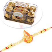 Ferrero Rocher 16 Pcs Chocolate Box and Zardosi Designer Pearl Rakhi