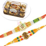 Auspicious Set of 2 Rakhis and Ferrero Rocher T-16