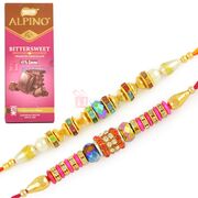 Alpino Bittersweet Chocolate with 2 Brother Beads Rakhis