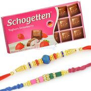Schogetten Yoghurt Straberry and 2 Beads Rakhis Set