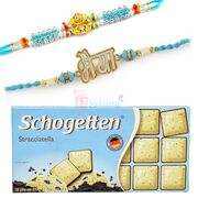 Bhaiya AD Rakhi and Diamond Rakhis with Schogetten Chocolate