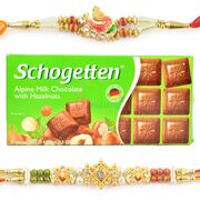 Alpine Schogetten Milk Chocolate with Golden Diamond Pair Rakhis