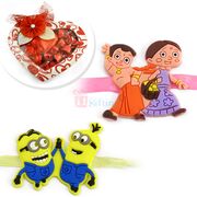 Homemade Heart Shape Chocolate with Kids Rakhi Pair