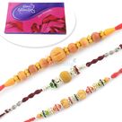 Three Sandalwood Rakhi with Big Cadbury Celebration