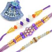 Awesome Pearl Three Rakhi Set with Handmade Chocolate