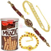 Muzic Wafer Rolls and 3 Exclusive Rakhi Bracelets