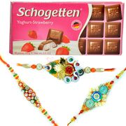 Schogetten Chocolate with 3 Designer Rakhis Hamper