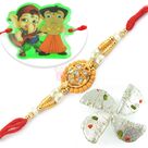 Three Designer Brother Rakhis with Milky Choco Swiss Chocolate