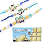 Blue Theme Auspicious Brother Rakhis and Schogetten Chocolate Box