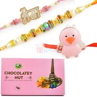 Chocolatey Nut Box with 2 Brother Rakhi and 1 Kids Rakhi